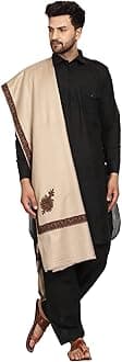 Men's Kashmiri Embroidered Wool Shawl, Brown
