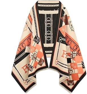 EXTREE Scarfs for Women Pashmina Silky Shawl Wrap for Evening Dressing Blanket Open Front Poncho Cape