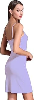 Coreal Full Slip For Women Under Dress Adjustable Spaghetti Strap Knee Length Slips Undergarment Nightwear