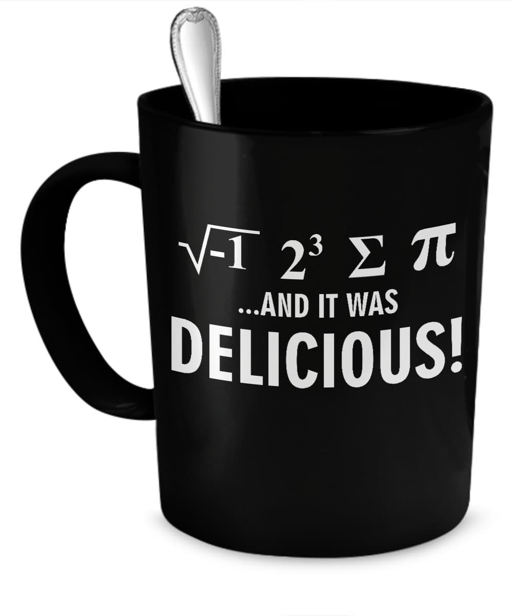 I ate some pie mug - Black 11oz quality ceramic - Math Humor Mug for teacher friend or colleague - Ideal for 2017 Classroom