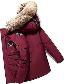 Men's Down Jacket Big Goose Autumn And Winter Thickened Coat Canada Style Warm Snow Coat (Color : Red, Size : S)