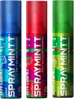 Spraymintt Mouth Freshener | Mukhwas | Breath Freshener | Oral Hygiene |175+ sprays of instant long lasting with Zero Calories Freshness | Icymint flavour + Brezeberry flavour + Elaichii Flavour | 15g - Pack of 3