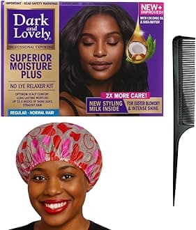 Hair Relaxer Box Set - Comes with Comb and Shower Cap Suitable for Dark and Lovely Hair Relaxer Normal Hair | Achieve Gorgeous, Silky Hair at Home