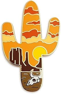 Desert Cactus Sunset Enamel Lapel Pin