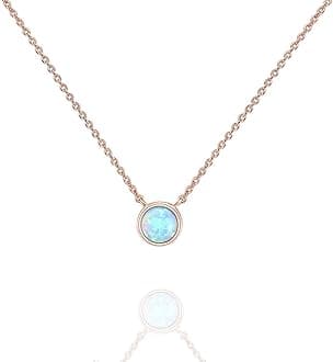 PAVOI14K Gold Plated Round Created Opal Necklace | Opal Necklaces for Women