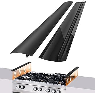 FLSEPAMB Silicone Stove Gap Covers, 2 Pack Heat Resistant Oven Gap Filler Seals Gaps with Anti-Slip Mirror Base, Stain Resistant Stove Counter Gap Cover Silicone Strips Between Stovetop and Counter