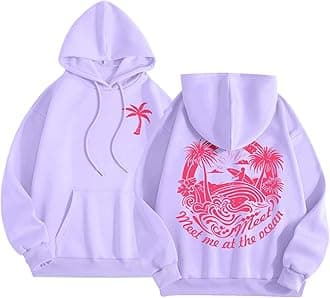 Pink Pom Puff Hoodie for Teen Girls Graphic Hoodie Cute Preppy Sweatshirt Long Sleeve Drawstring Tops With Pockets