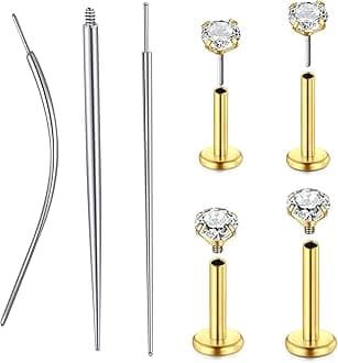 QWALIT Piercing Taper Threadless Insertion Tool - Titanium Labret Pin 16g, 18g, 20g