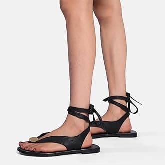 Molozoey Strap Flip Flop Flat Sandals for Women with Metal Circular Ankle Strappy Ladies Fashion Cute Summer Thong Sandals Dressy.