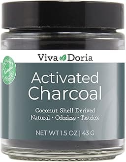 VIVADORIA Activated Charcoal Powder -Coconut Shell Derived Food Grade (1.5 oz Glass Jar)