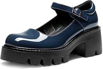 DREAM PAIRS Women's Mary Janes Shoes Platform Dress Low Heel Chunky Pumps Round Toe Ankle Strap Pumps Shoes Oxfords Esther