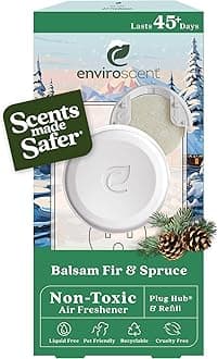 Enviroscent Non-Toxic Air Freshener Plug Hub® Warmer Refillable Kit - Refillable Plug-in Air Freshener for Home w/Paper Refill - Home Fragrance Lasts Up to 45 Days - Balsam Fir & Spruce Scent