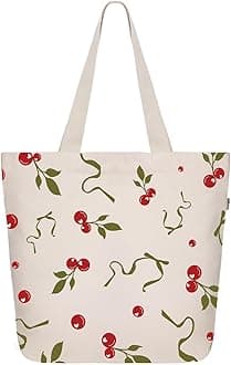 Large Canvas Tote Bag for Women, Tote Handbags for Women with Zipper & Inner Pocket for College, Shopping, Office