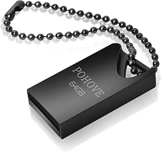 USB Flash Drive 64GB, Mini Memory Stick 64 GB Portable Pen Drive 64GB Waterproof USB Stick With Key Ring for PC Laptop Computers Tablet etc -Black
