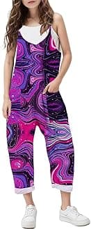 RAISEVERN Jumpsuits for Girls Casual Sleeveless Loose Spaghetti Strap Summer Rompers Long Pants with Pockets
