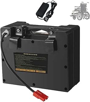 24V Lithium-Ion Battery 20AH/25AH/30AH/35AH Rechargeable Battery with Charger BMS Protection Board for Electric Wheelchair Battery,Black,25ah