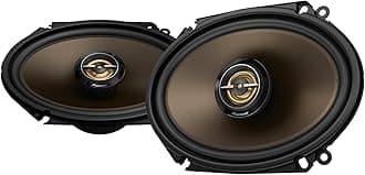 Pioneer A-Series MAX TS-A683FH, 2-Way Coaxial Car Audio Speakers, Full Range, Clear Sound Quality, Easy Installation and Enhanced Bass Response, Full Gold Colored 6” x 8” Oval Speakers