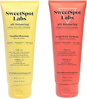 SweetSpot Labs pH Balanced 2-in-1 Feminine Body Wash, Sulfate Free, Clean, Gynecologist Tested & Approved: Vanilla Blossom + Grapefruit Verbena Bundle (8 oz each)