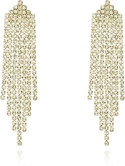 Rhinestone Earrings Dangling for Women Sparkly Silver Dangle Earrings Girls Long Chandelier Earrings Tassel Lightweight Ear Studs Cubic Zirconia Crystal Statement