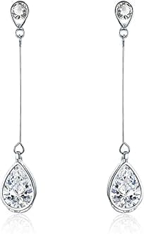 SBLING Platinum-Plated Cubic Zirconia Dangle Drop Earrings