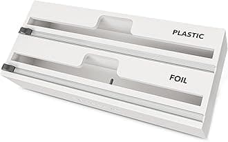 SpaceAid WrapNeat 2 in 1 Wrap Organizer with Cutter and Labels, Plastic Wrap, Aluminum Foil and Wax Bamboo Dispenser for Kitchen Storage Organization Holder for 12" Roll (White)
