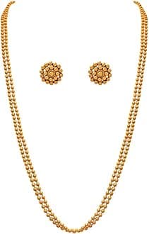 JFL - Jewellery for Less Traditional Ethnic One Gram Gold Plated Beaded Necklace Set with Earring for Women and Girls