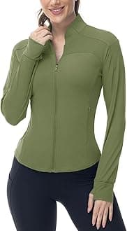 Gopune Women's Workout Athletic Jacket Lightweight Zip Up Yoga Slim Fit Tops with Pockets