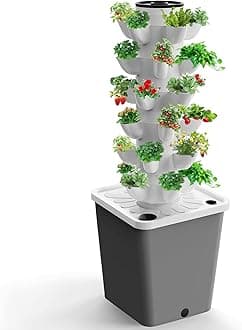 KASTWAVE Hydroponics Growing System, 30-Plant Indoor Vertical Tower Garden System Kit, 5-Tier Stackable Strawberry, Herb, Flower, & Vegetable Planter, Vertical Gardening Stacking Garden Pots Hunter