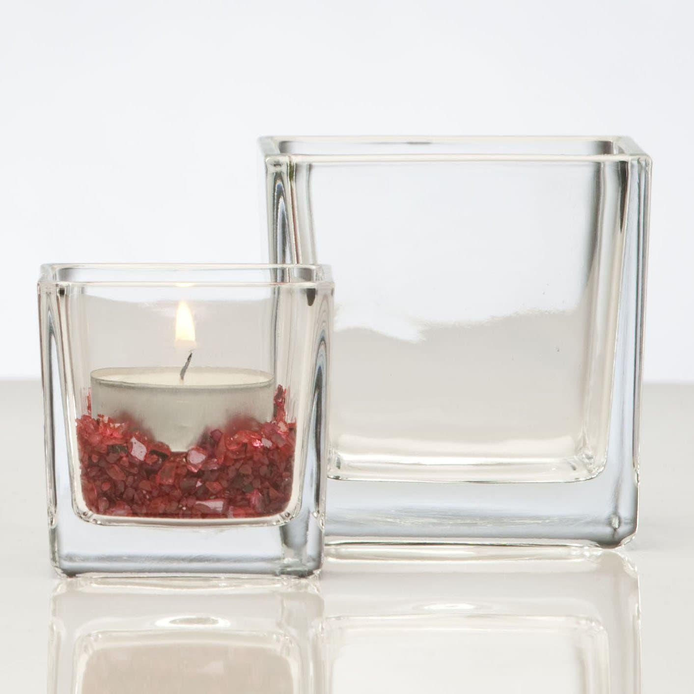 CUBE Glass Vase Tealight Holder Lantern Dice Diameter 6 cm