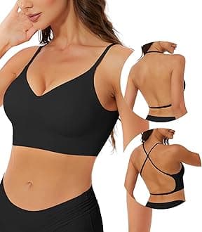 Seamless Low Back Bra Wireless Padded Bralette Thin Straps Comfort Halter Backless Cross Multiway Convertible Bras