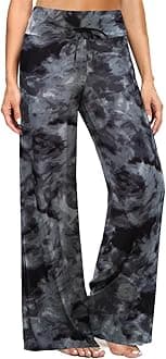 ZOOSIXXSoft Black Pajama Pants for Women, Wide Leg Comfy Casual Lounge Yoga Capri Pants 22'' / 30''