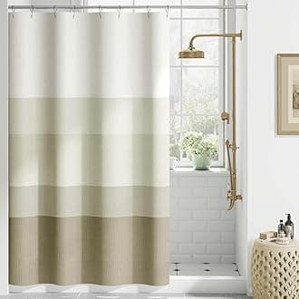 jinchan Small Stall Shower Curtain 48x72 Inches Ombre Wood Taupe Striped Shower Curtains for Bathroom Gradual Color Waterproof Fabric Minimalist Modern Neutral with 8 Hooks