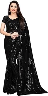 Womens Georgette Saree with Unstitched Blouse (One Size)
