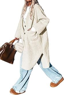 Aoang Women 2025 Winter Faux Fur Coats Fuzzy Fleece Open Front Outerwear Button Down Sherpa Long Jackets