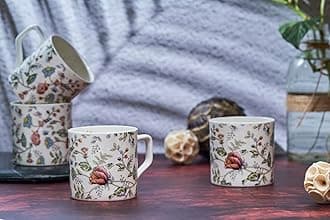 - GOLDEN QUEEN'S Handcrafted Pink Shrub Tea Cups - Set of 6 | Perfect for Daily Use, Elevate Your Tea and Coffee Experience | Microwave Safe | 200 ml