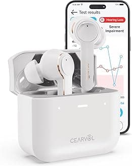 Hearing Amplifier Rechargeable with Bluetooth, App Control, Streaming Ability, Noise Reduction, Long Battery Life, for Mild to Moderate,White