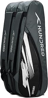 Hundred Cosmogear Badminton Kit-Bag (Dark Grey/Black)|Double Zipper|Bag with Front Zipper Pocket, Polyester