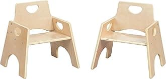 ECR4Kids Stackable Wooden Toddler Chair, 8in, Kids Furniture, Natural, 2-Pack