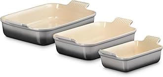 Le Creuset Stoneware Set Of 3 Heritage Rectangular Dishes, Oyster