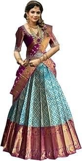 NAVKARMITWomen's Pure Pattu Silk Zari Weaving Lehenga Choli, Unstitched Lehenga Choli, Half Saree.