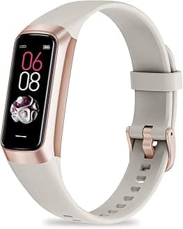 Fitness Tracker with 24/7 Heart Rate, Blood Oxygen Blood Pressure Sleep Monitor, Activity Trackers 5 ATM Waterproof,Step Calorie Counter Pedometer Health Smart Watch for Women Men (Beige)