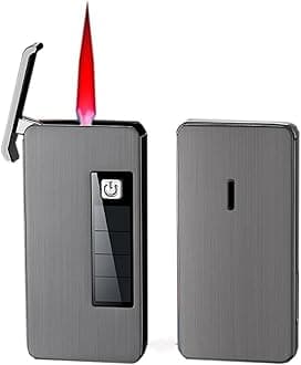 Solar Rechargeable Lighter Metal Lighter Flashlight Lighter Windproof Lighter Rechargeable Adjustable Flashlight Candle Camping BBQ Lighter (without Butane Gas)(Gold)