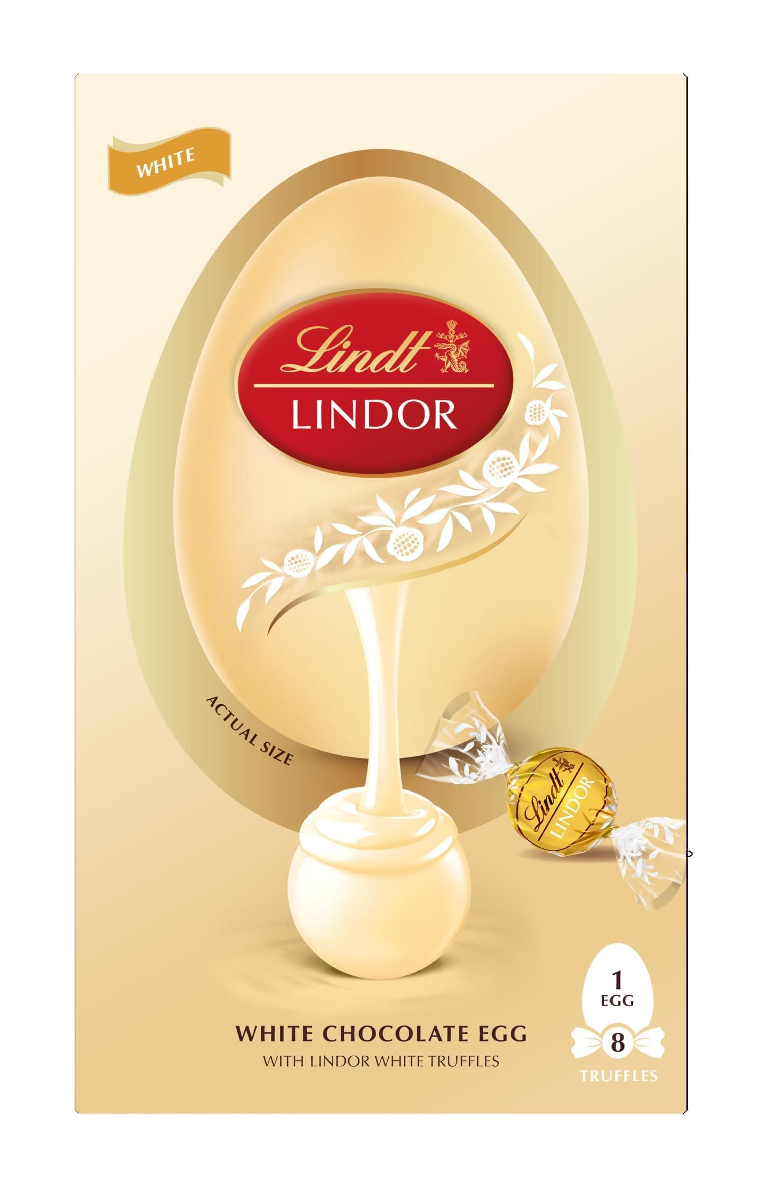 Lindor White Chocolate Easter Egg 260g – White Chocolate Truffles with a Smooth Melting Filling – Elegant Easter Chocolate Selection – Easter, gift