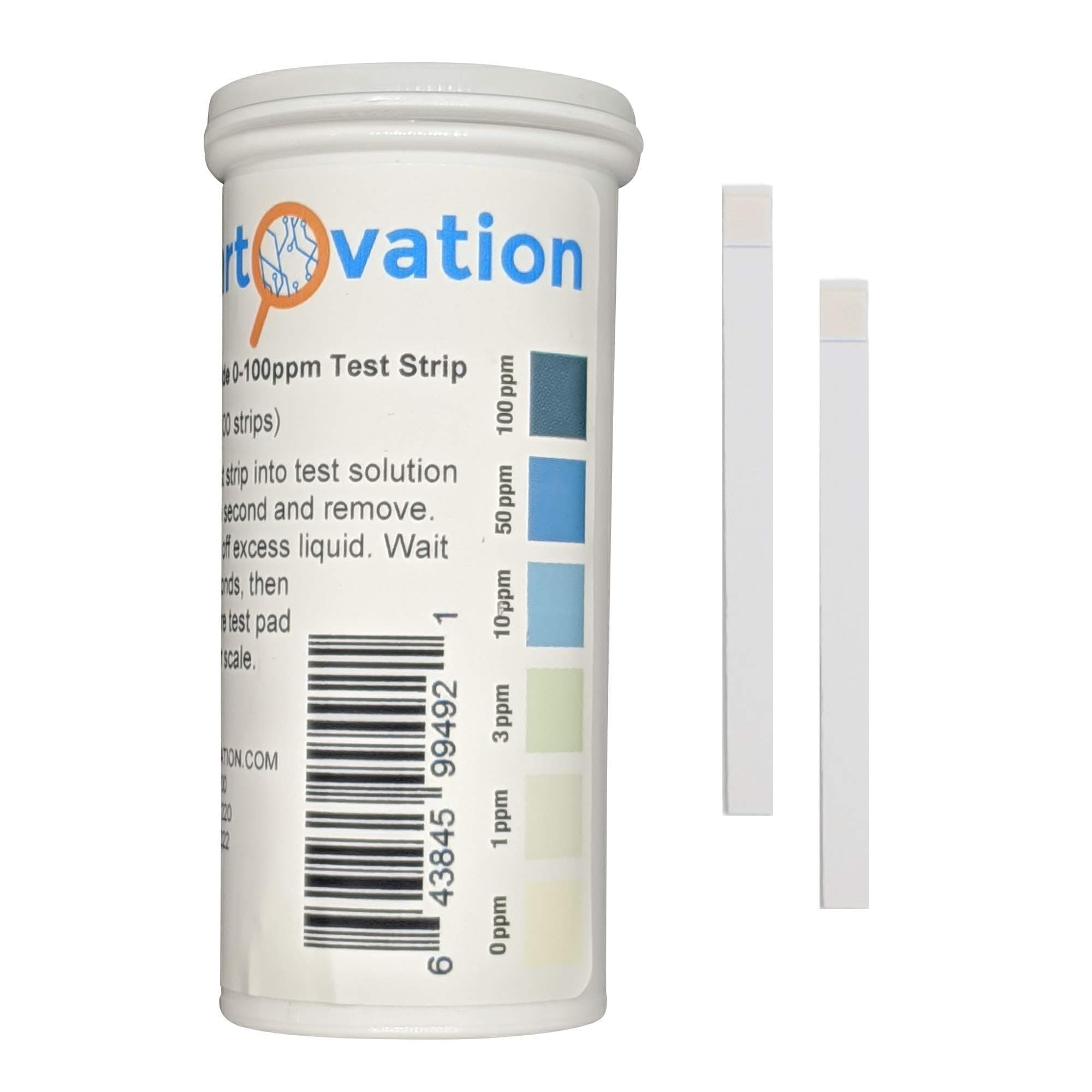 Bartovation Hydrogen Peroxide H2O2 Test Strips, Low Level, 0-100 Ppm [Vial Of 100 Strips]