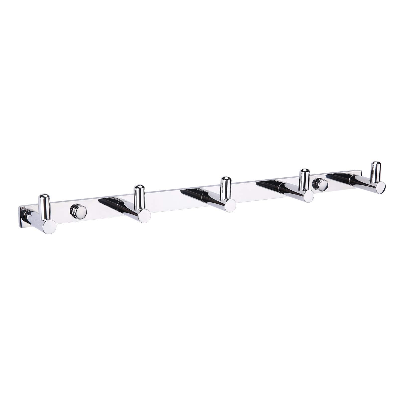 Imiee Bathroom Hooks Coat and Robe Hook Rack/Rail with 5 Hooks, Solid Brass Wall Mount Door Hooks, Chrome Finish