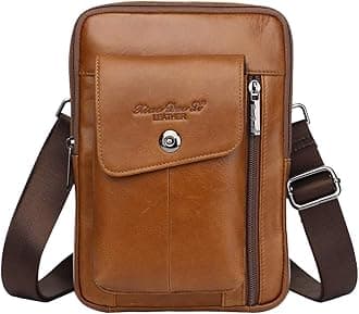 Small Leather Sling Shoulder Bag Messenger Pack for Men Women Outdoor Travel Business