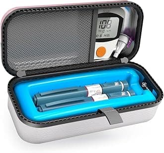 Insulin Pen Carrying Case Portable Medical Cooler Bag for Diabetes with Protective Ice Brick - Convenient to Changing Needles with Each Injection White Pink