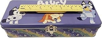 The Tin Box Company Bluey Large Storage W/Ruler Handle, 1 Count, With Handle, Hinge and Clasp