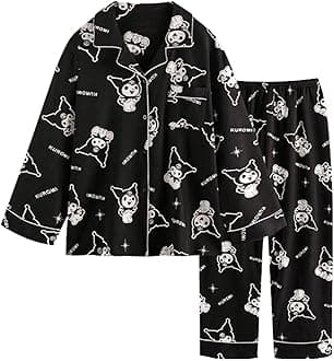 Cartoon Printed Pajamas for Women Girls Long Sleeve Shirt with Pj Pants Sleepwear Home Wear 2 Piece Pajama Sets