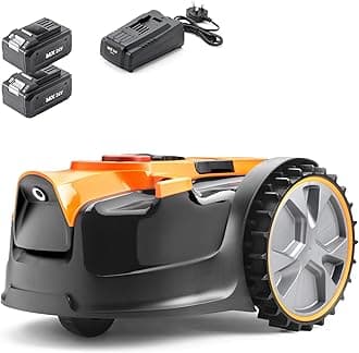 LawnMaster OcuMow® 16 Drop and Mow Robot Lawnmower with two MX 24V 4.0Ah lithium-ion batteries and fast charger. No Boundary Wire, App or Outdoor Power Socket needed. For lawns up to 300m2